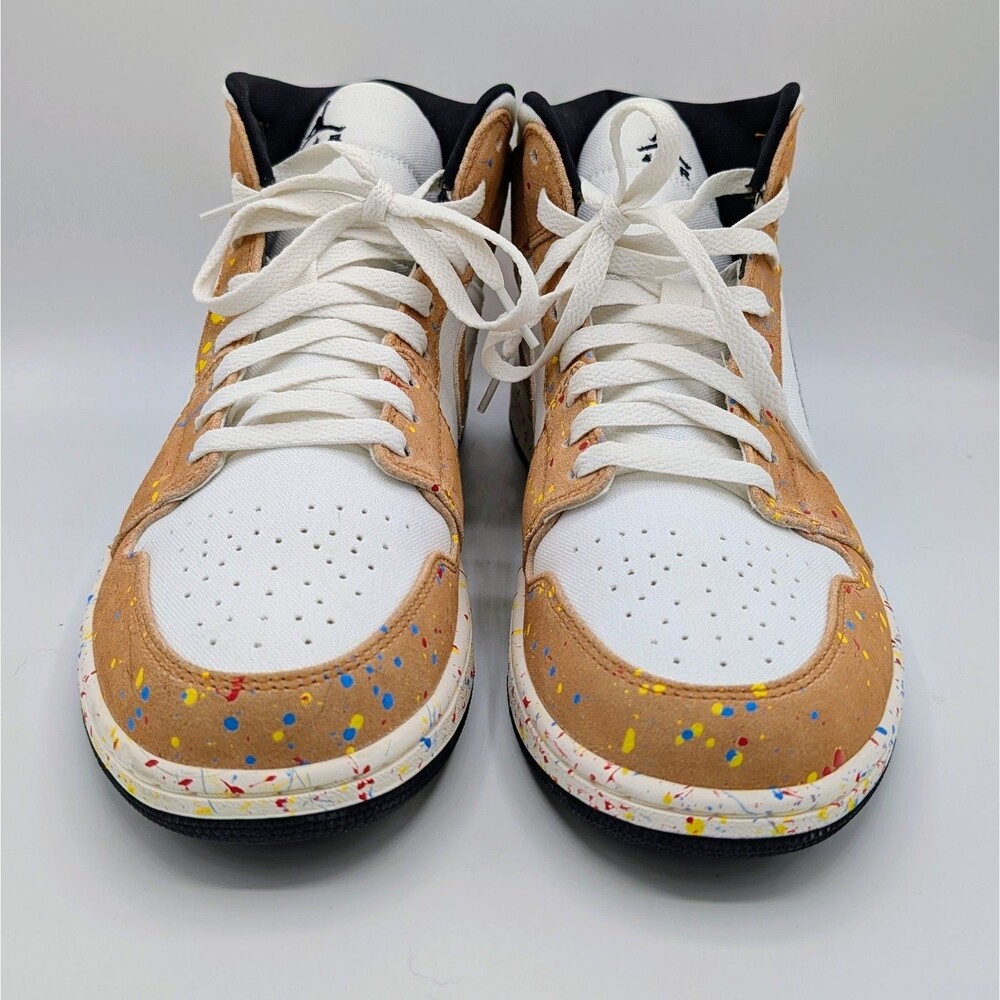 Nike Air Jordan 1 SE Mid Brushstroke Paint Splatter DA8005-100 Mens Size 12 - Picture 3 of 7